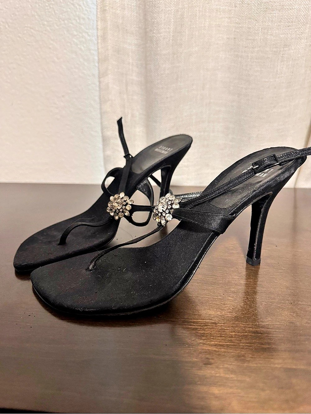 Stuart Weitzman Black Embellished Heels
